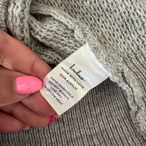 Lulu’s Tea Reader Light Grey Sweater Dress - Picture 5 of 7